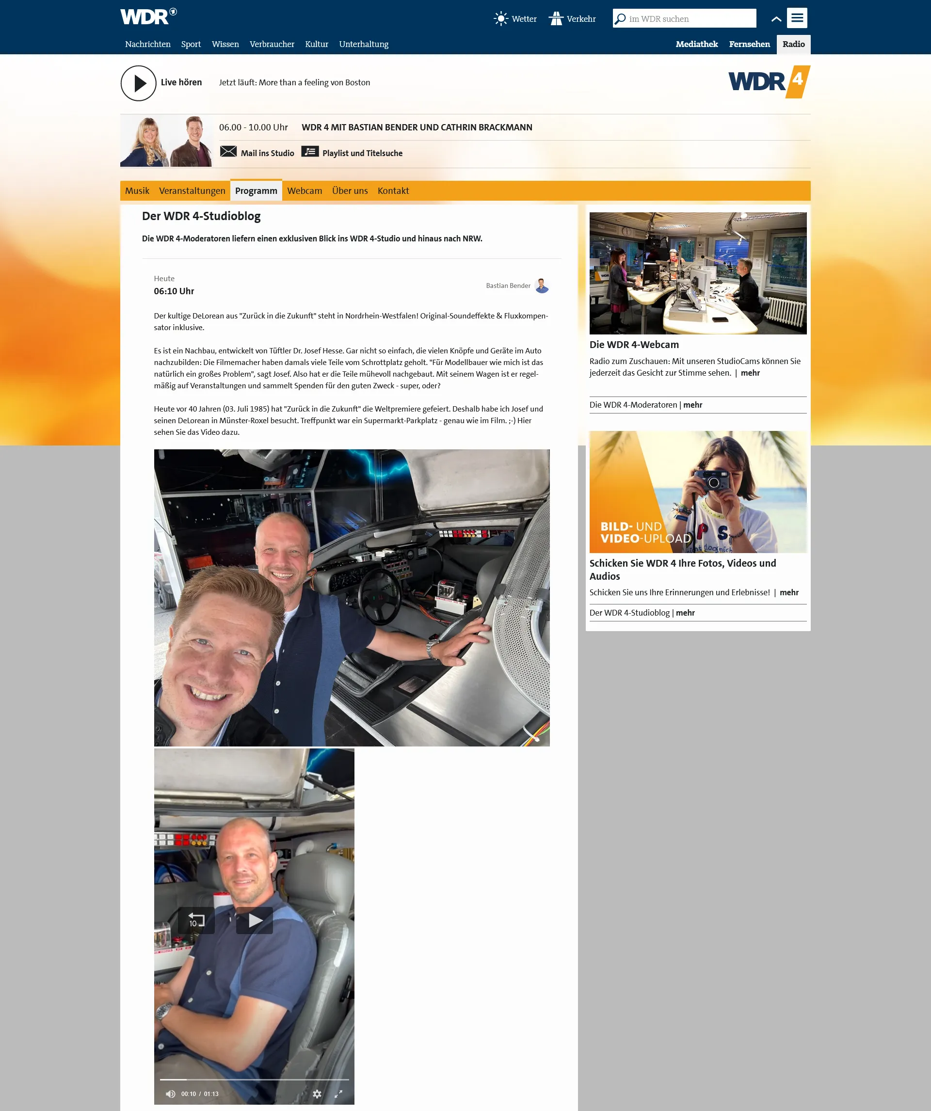 WDR 4-Studioblock - Copyright WDR - Blick in den DeLorean